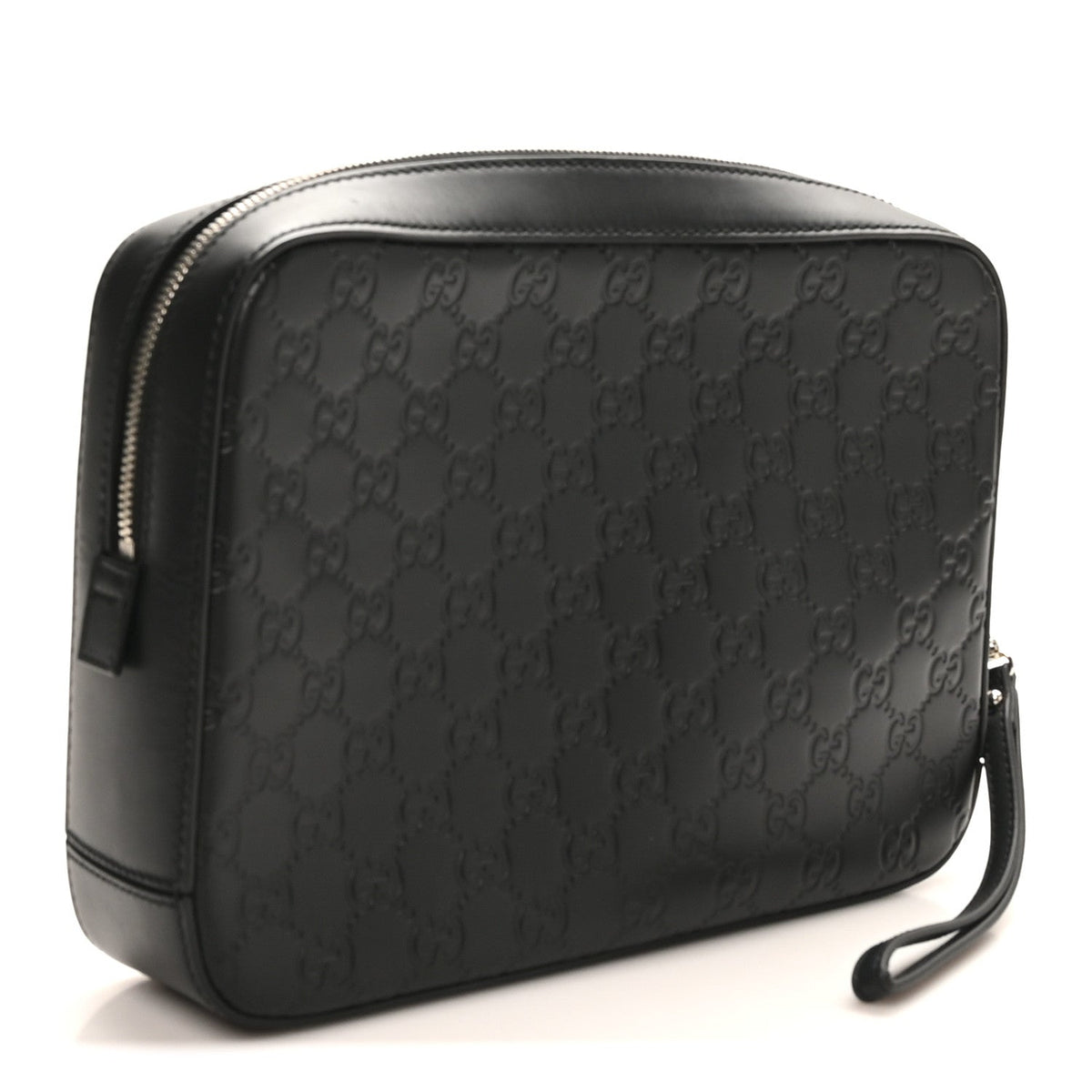 Guccissima Zip Pouch Wristlet Black