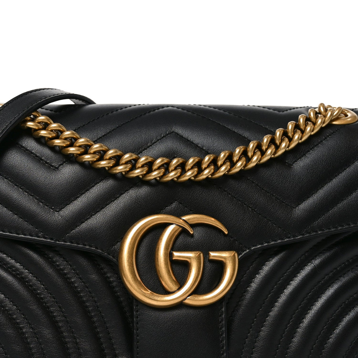 Calfskin Matelasse Small GG Marmont Shoulder Bag Black