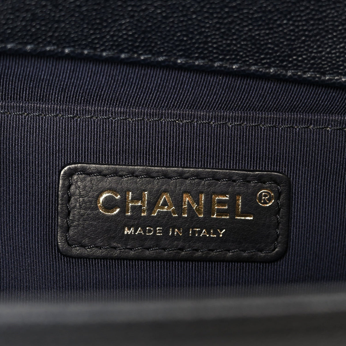 Caviar Quilted Medium Boy Flap Navy