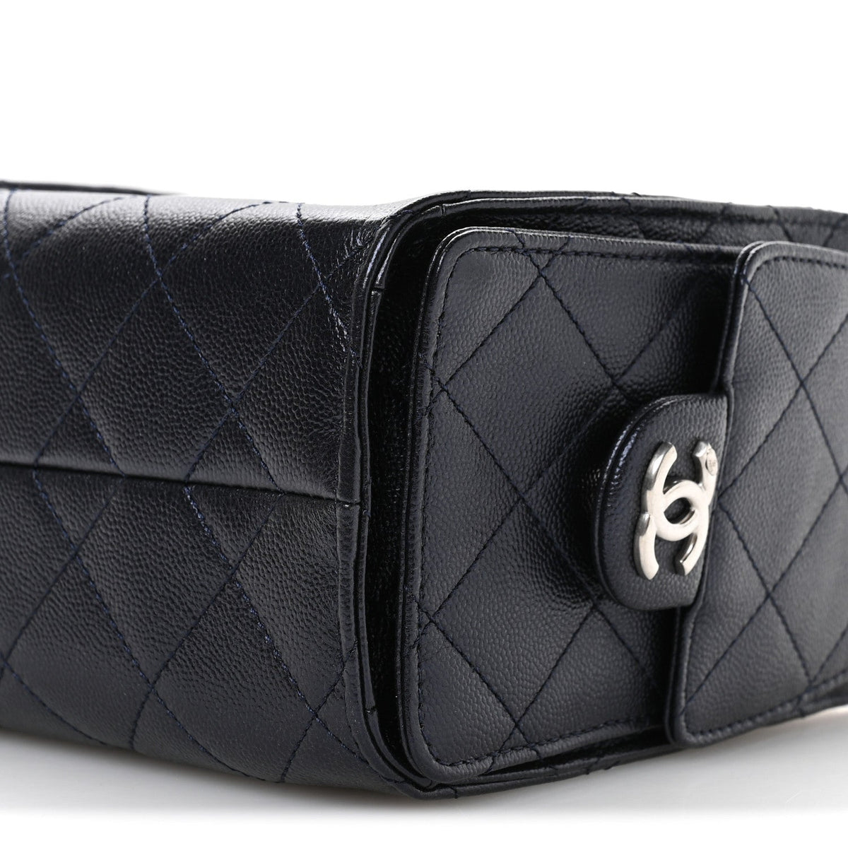 Metallic Caviar Quilted Mini Chanel 25 Handbag Dark Blue