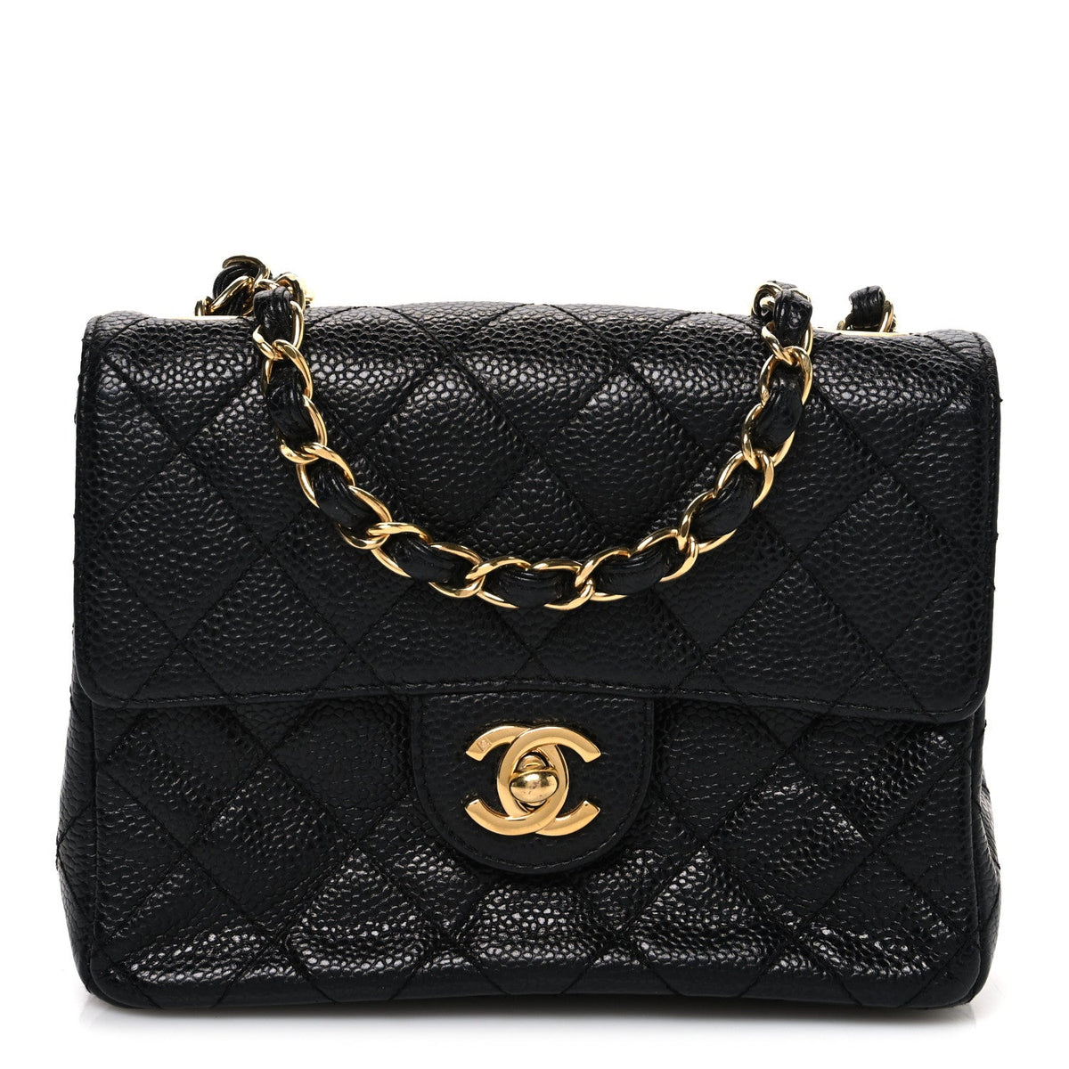 Caviar Quilted Mini Square Flap Black