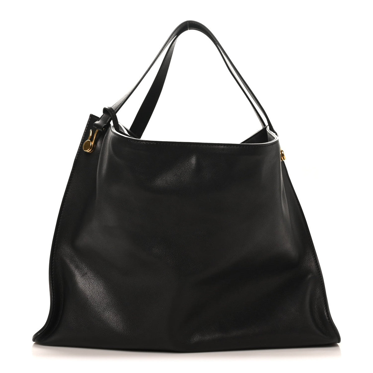 Polished Saddle Calfskin Alexia Bag Black