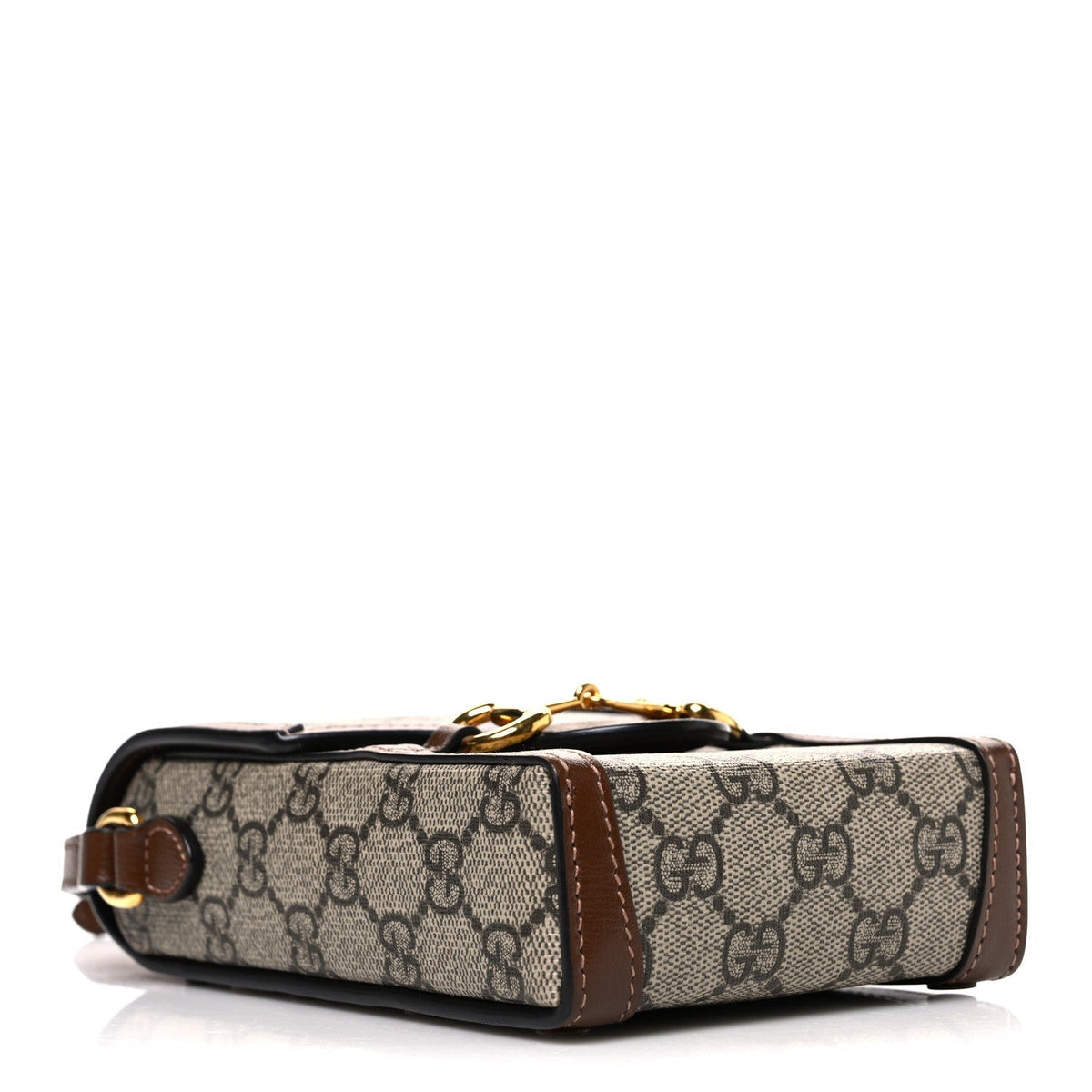 GG Supreme Monogram Mini Horsebit 1955 Crossbody Bag Beige Brown Sugar