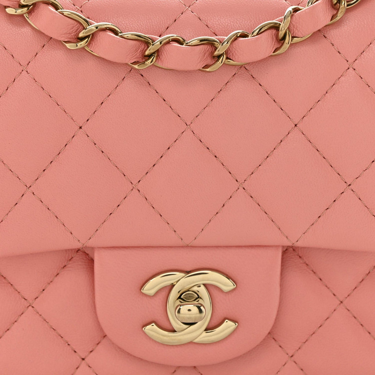 Lambskin Quilted Mini Square Flap Pink