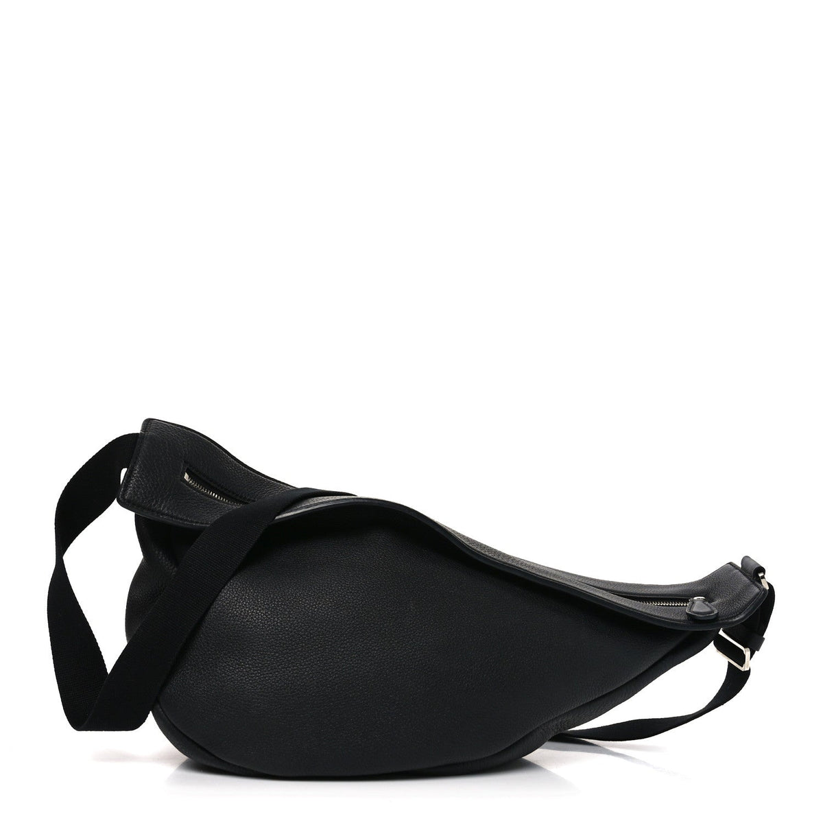 Grained Calfskin Large Slouchy Banana Bag Black