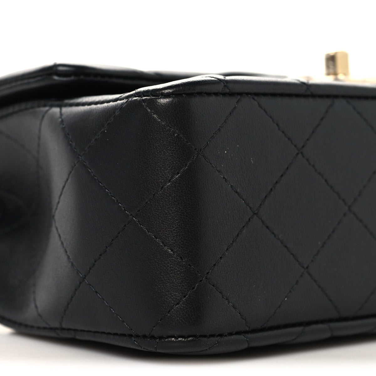 Lambskin Quilted Mini Rectangular Flap Black
