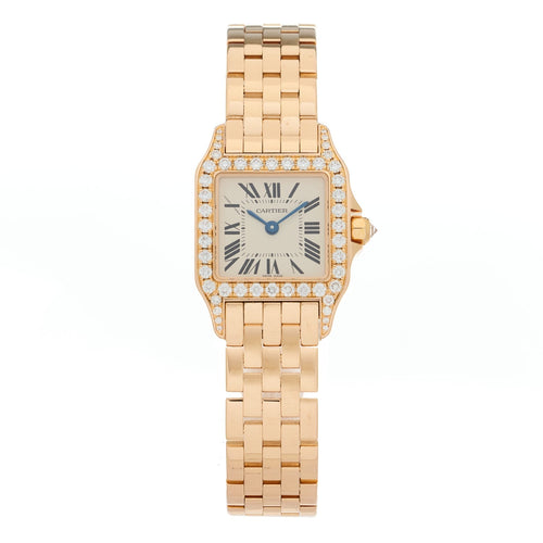 18K Pink Gold Diamond Bezel 20mm Santos Demoiselle Quartz Watch