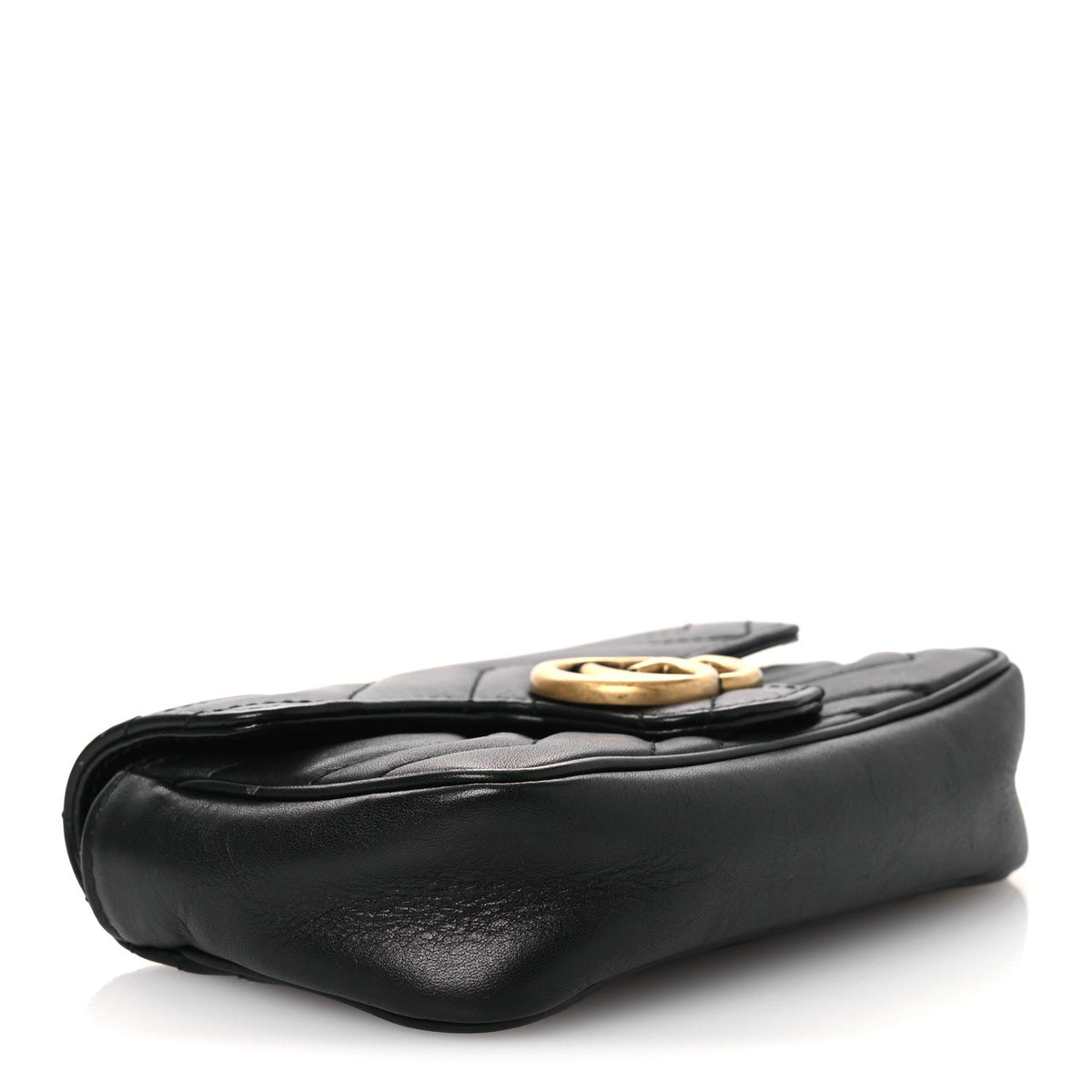 Calfskin Matelasse Super Mini GG Marmont Shoulder Bag Black