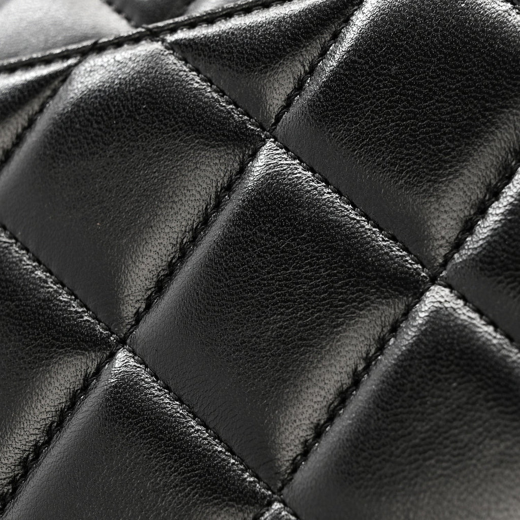 Lambskin Quilted Medium Trendy CC Flap Dual Handle Bag Black