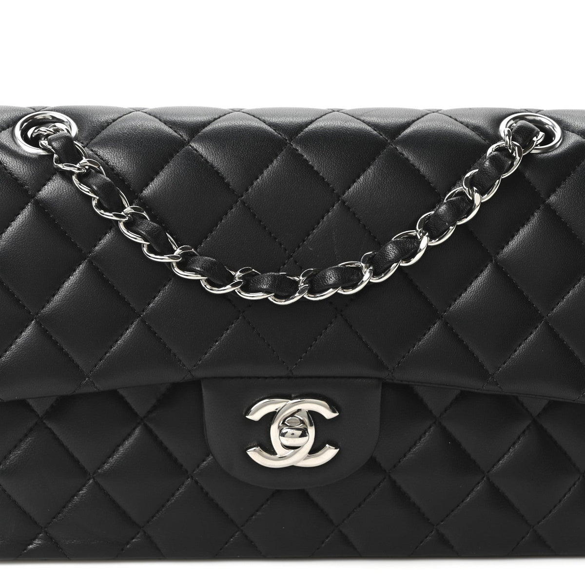 Lambskin Quilted Small Double Flap Black