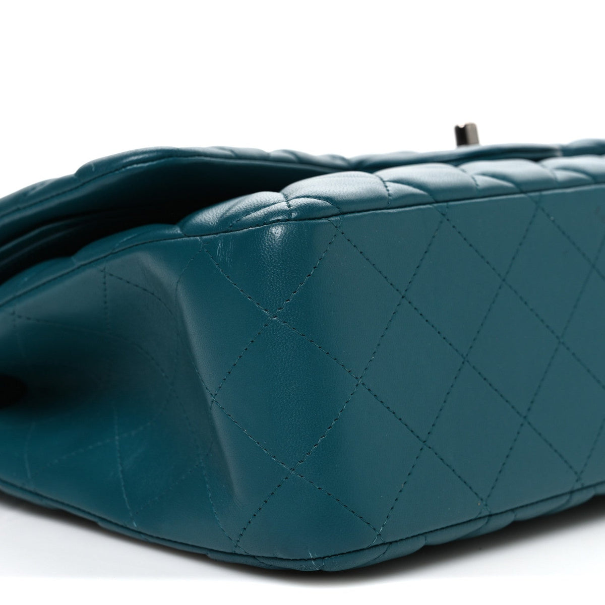 Lambskin Quilted Jumbo Double Flap Turquoise