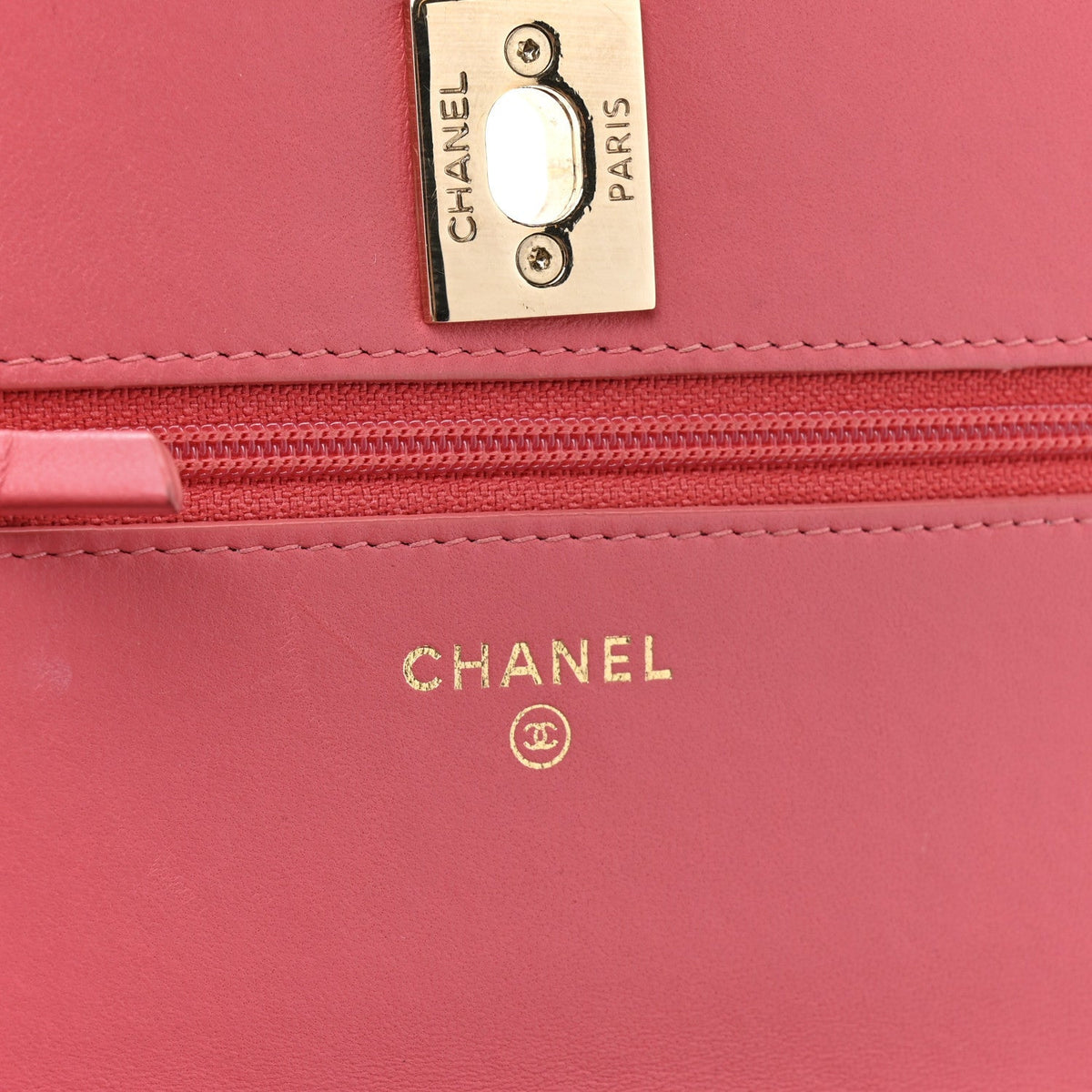 Lambskin Quilted Trendy CC Wallet On Chain WOC Bright Pink