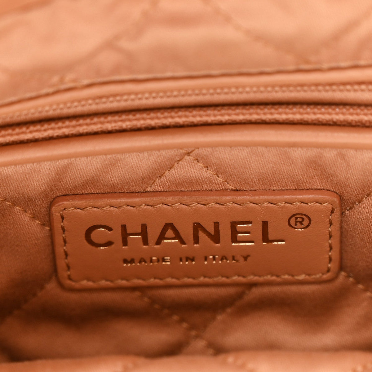 Shiny Calfskin Quilted Small Chanel 22 Beige