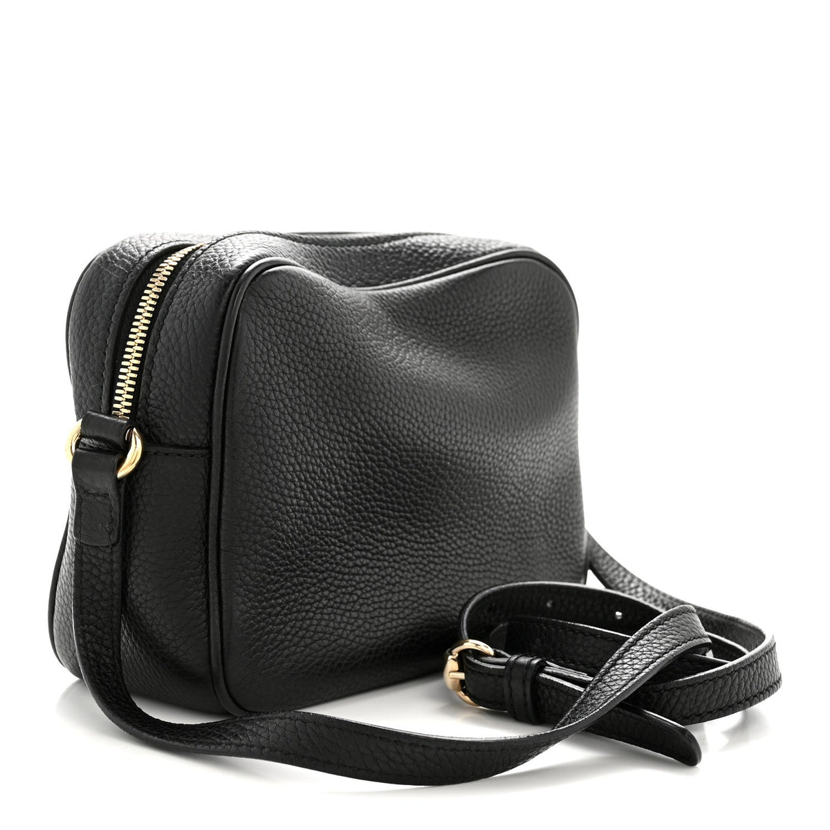 Pebbled Calfskin Small Soho Disco Bag Black