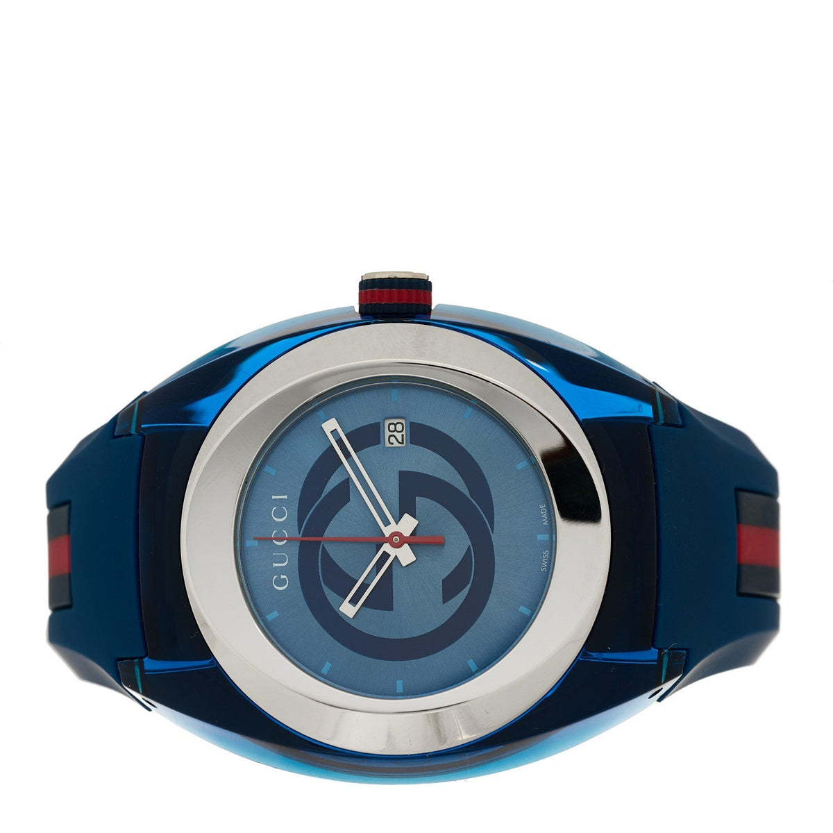 Stainless Steel Rubber 46mm Sync Web Quartz Watch Blue