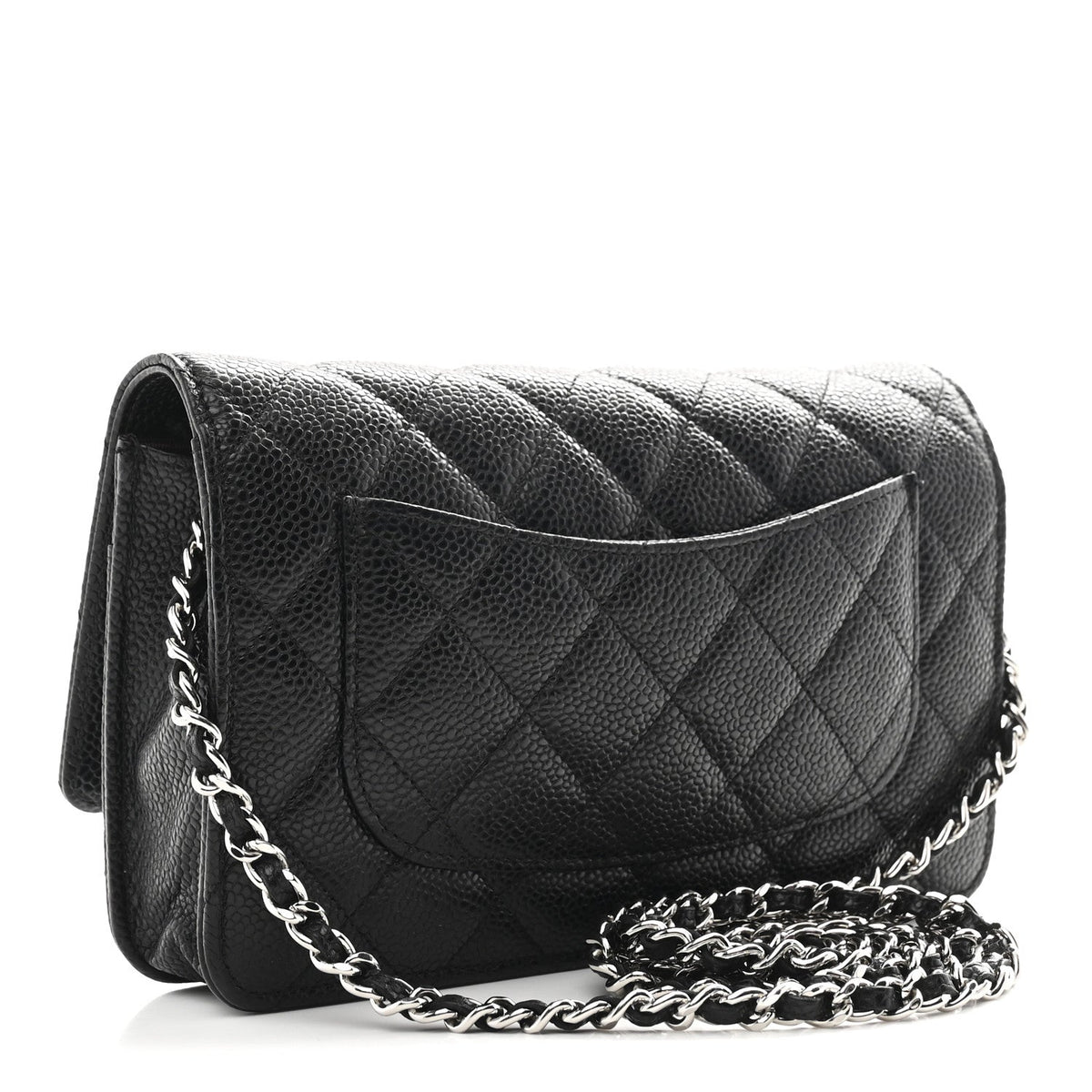 Caviar Quilted Wallet on Chain WOC Black