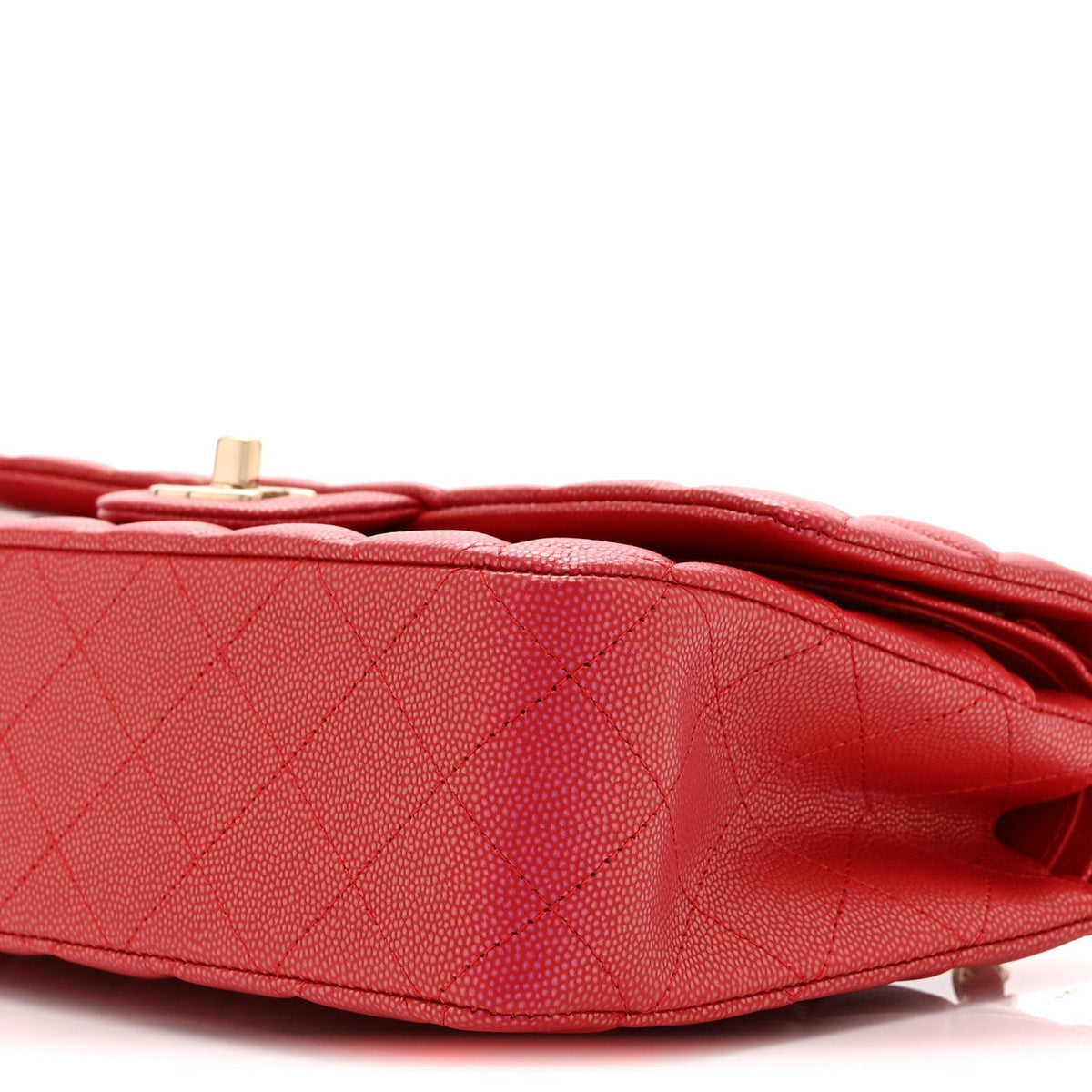 Iridescent Caviar Quilted Medium Double Flap Red