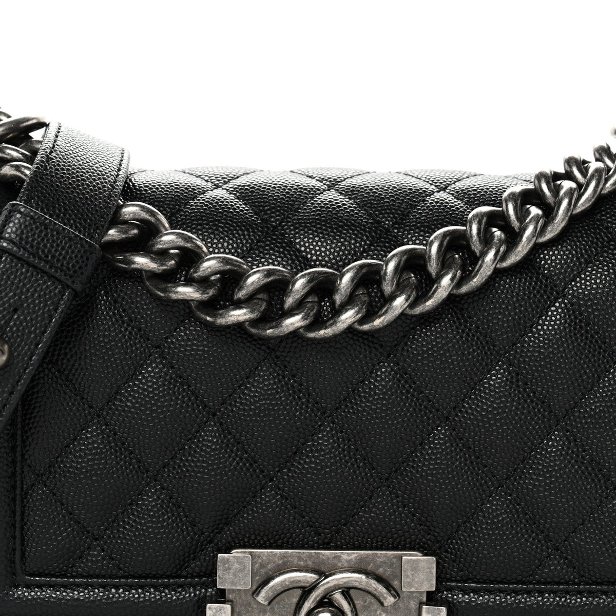 Caviar Quilted Small Boy Flap Black
