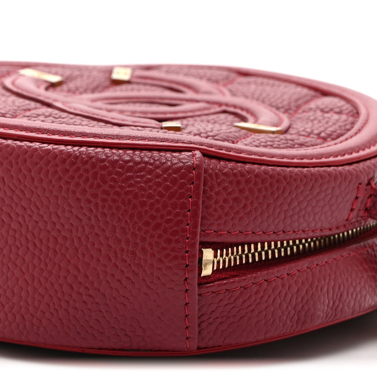 Caviar Quilted Round Filigree Crossbody Red