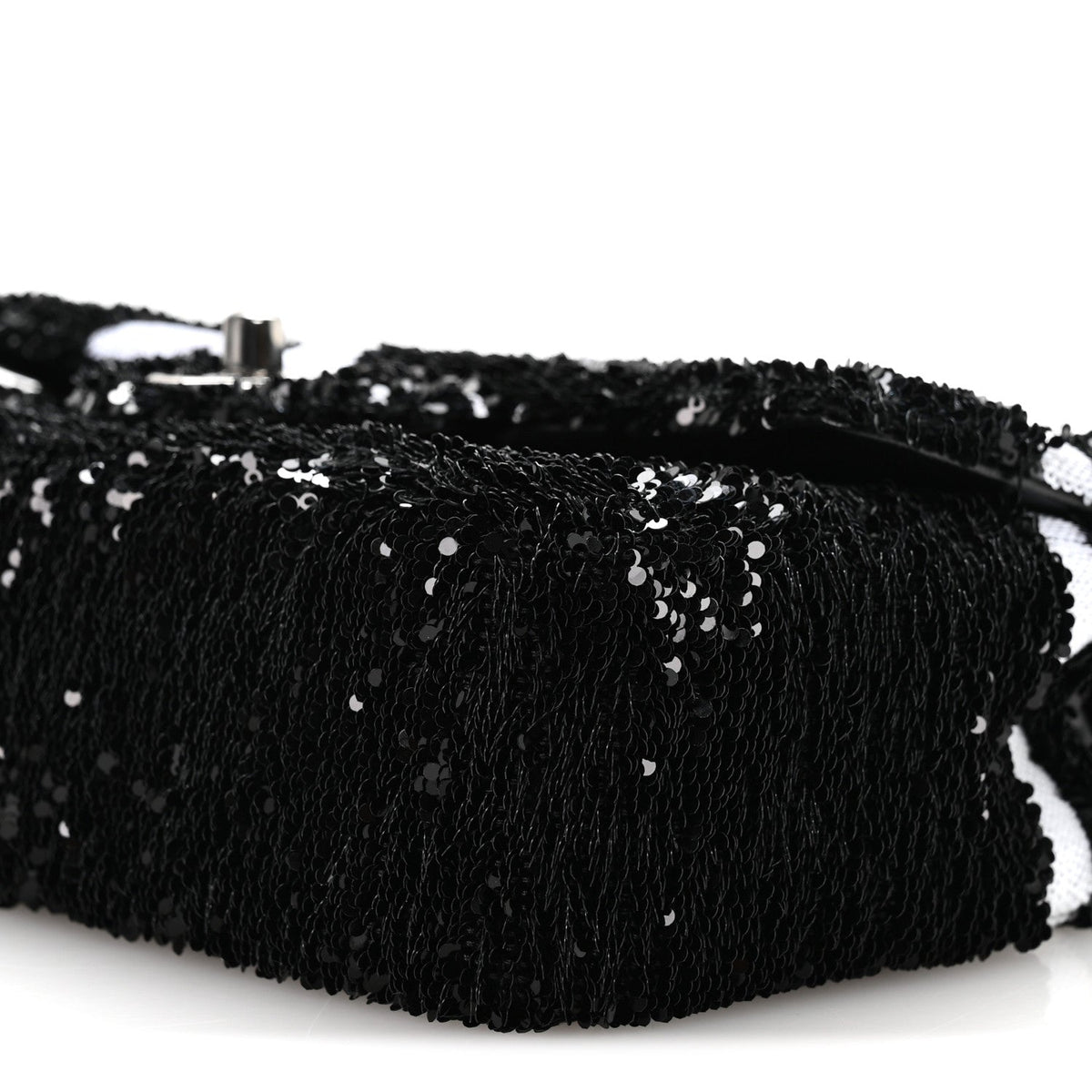 Sequin Ribbon Small Rectangular Flap Black White