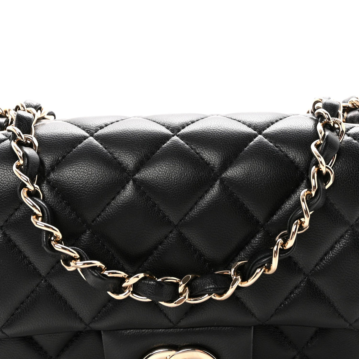 Lambskin Quilted Mini Rectangular Flap Black