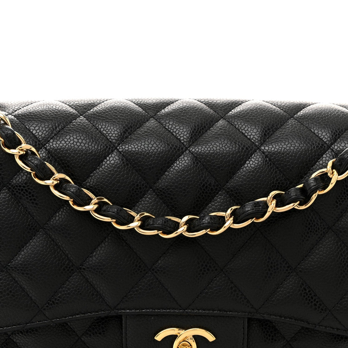 Caviar Quilted Jumbo Double Flap Black