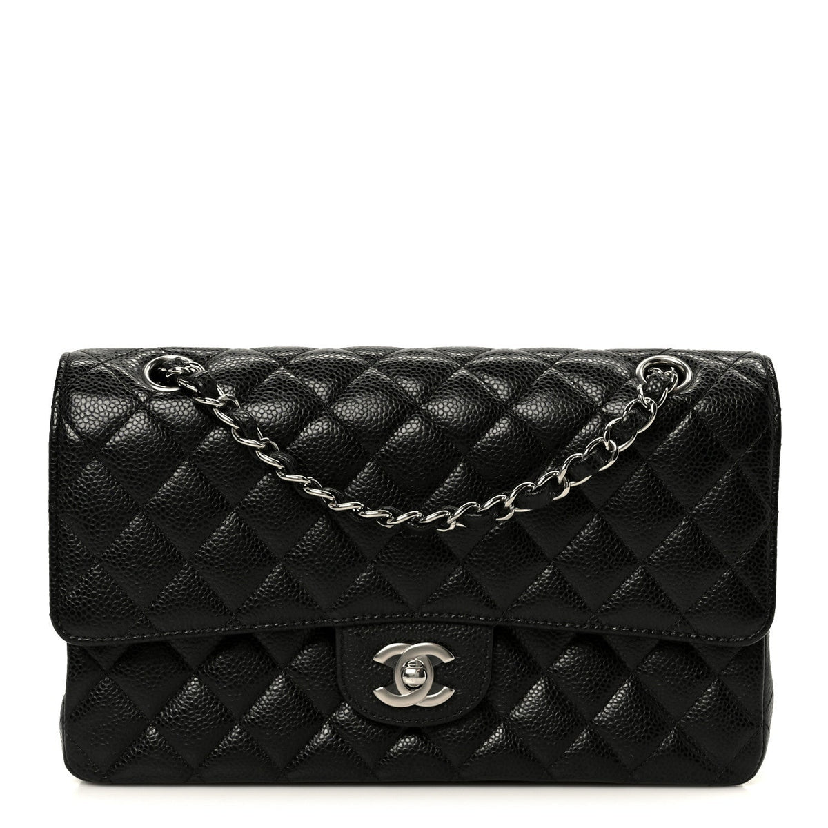 Caviar Quilted Medium Double Flap Black