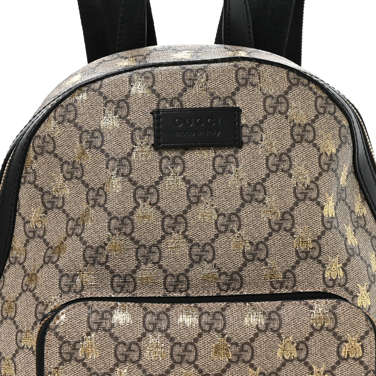 GG Supreme Monogram Bees Print Small Day Backpack Beige Oro Black