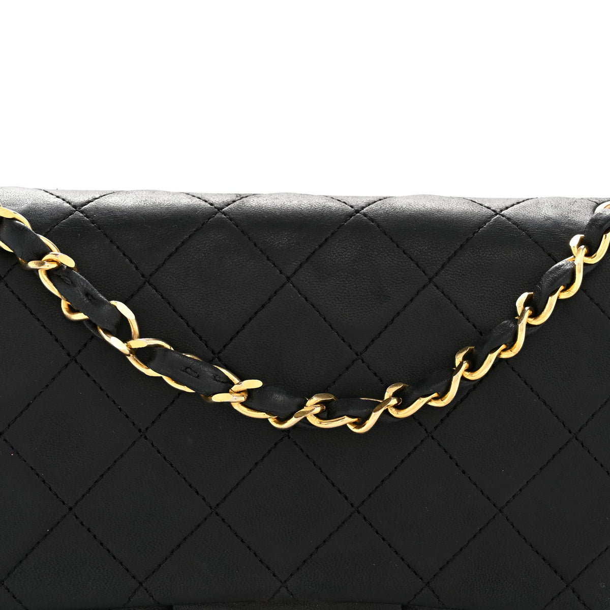 Lambskin Quilted Medium Double Flap Black