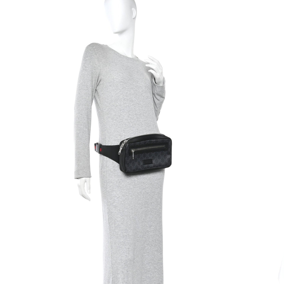 Soft GG Supreme Monogram Web Belt Bag Black Grey