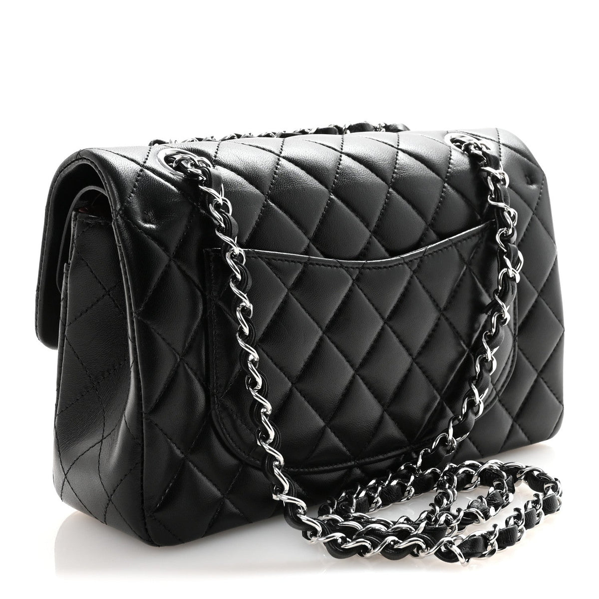 Lambskin Quilted Small Double Flap Black