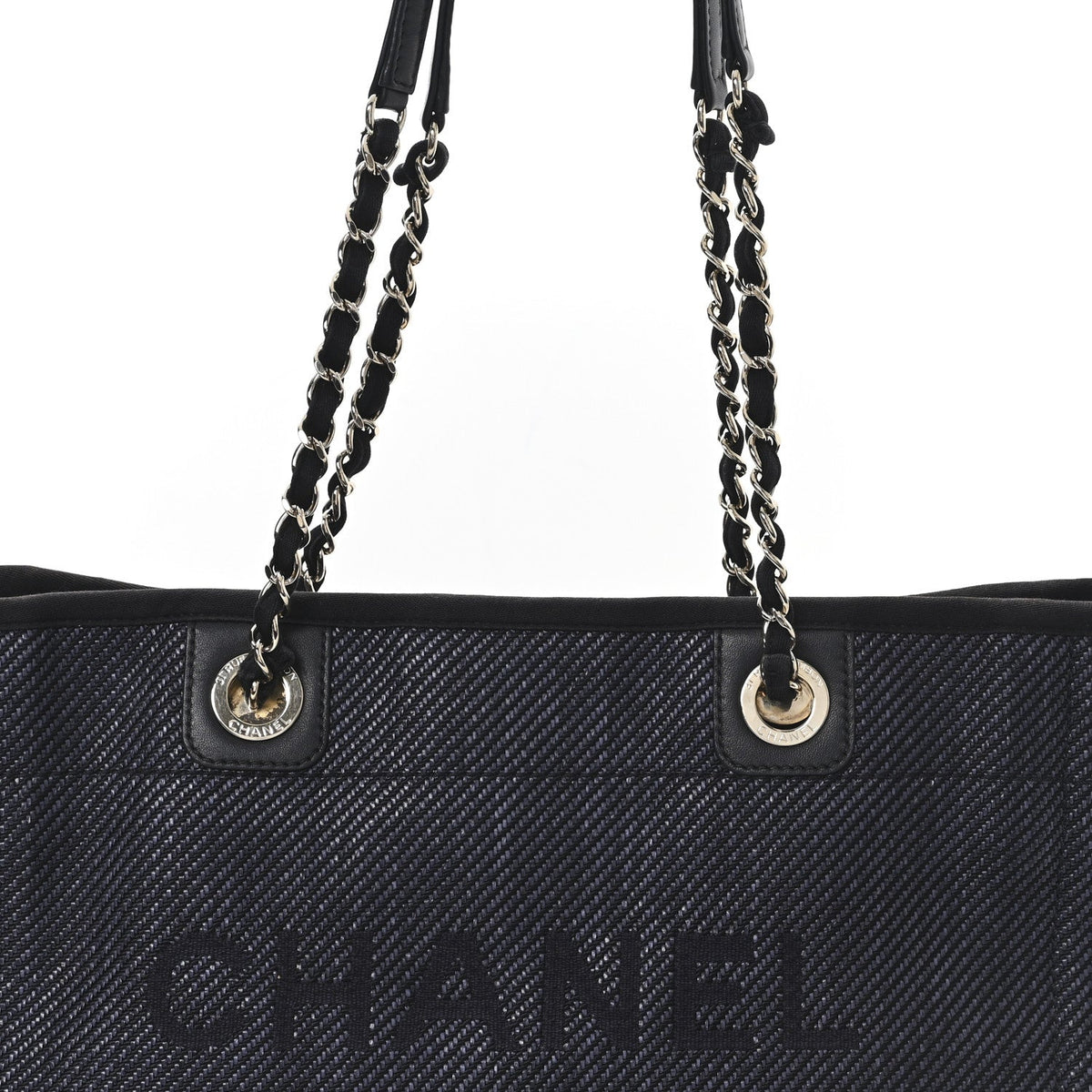 Mixed Fibers Calfskin Small Deauville Tote Black
