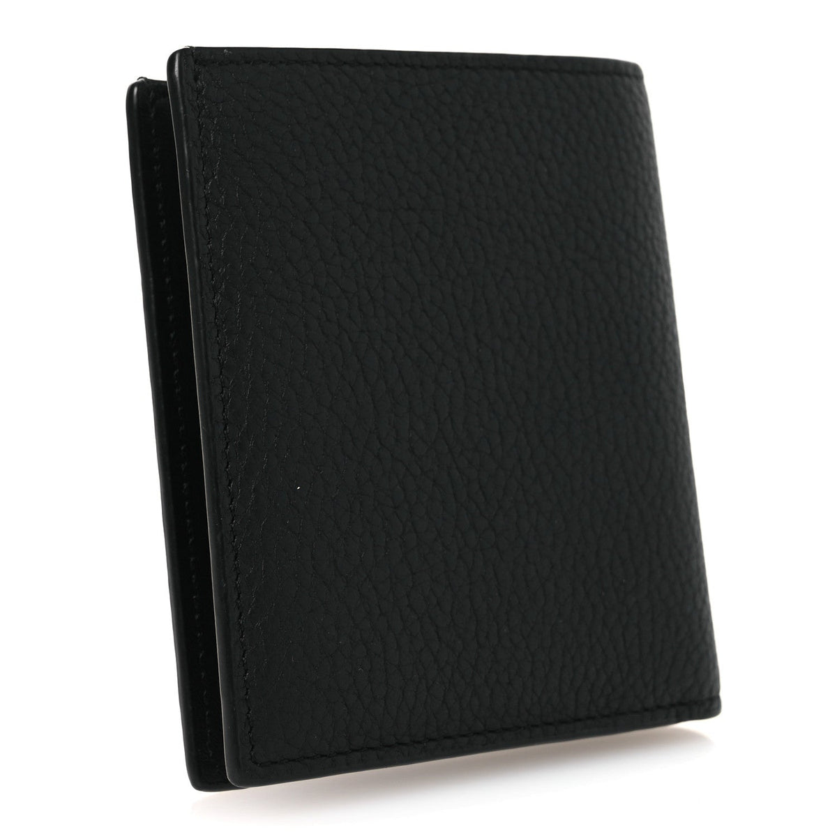 Grained Calfskin Vertical Bi-fold Wallet Black