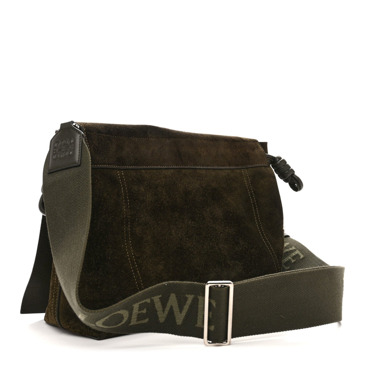 Suede Flamenco Satchel Bottle Green