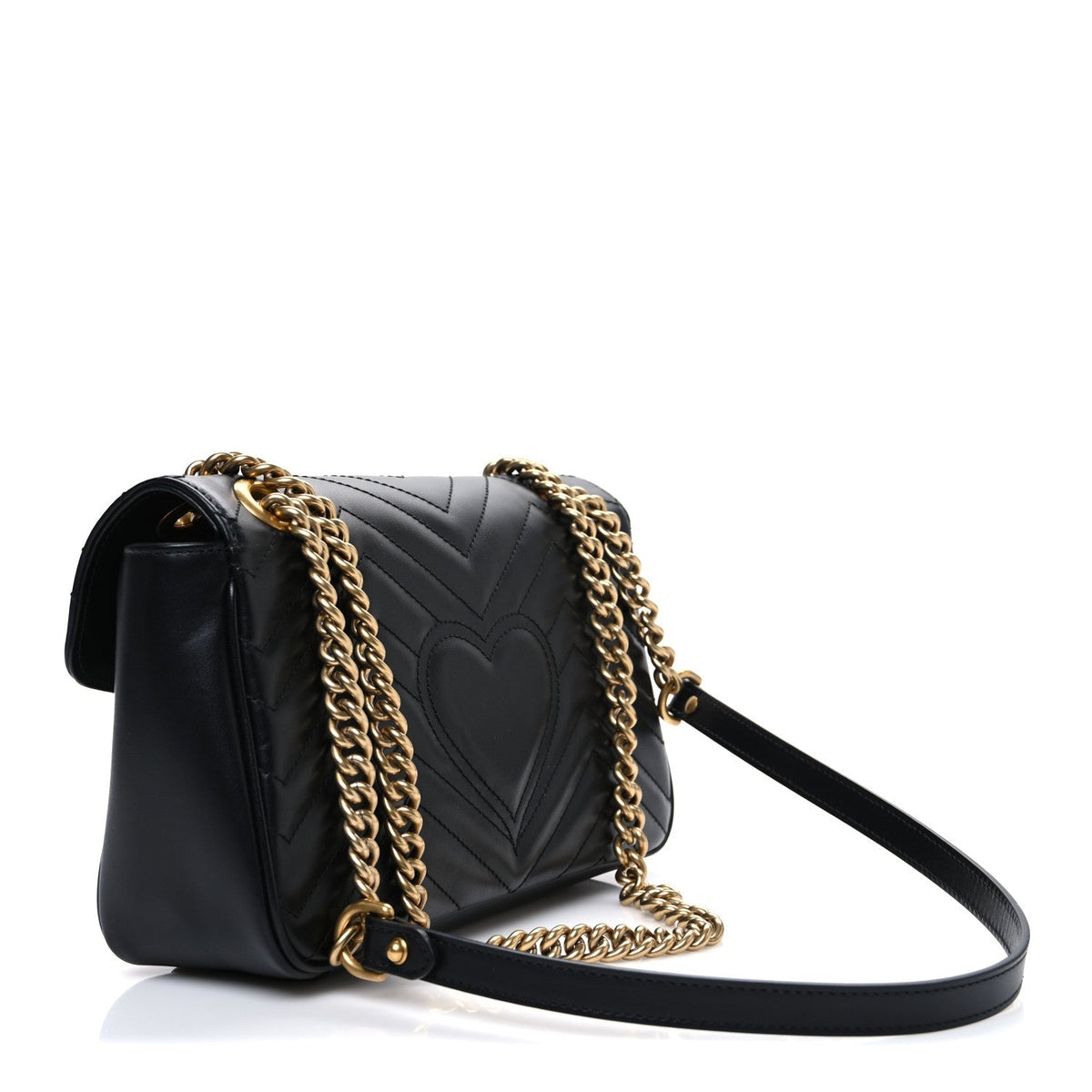 Calfskin Matelasse Small GG Marmont Shoulder Bag Black