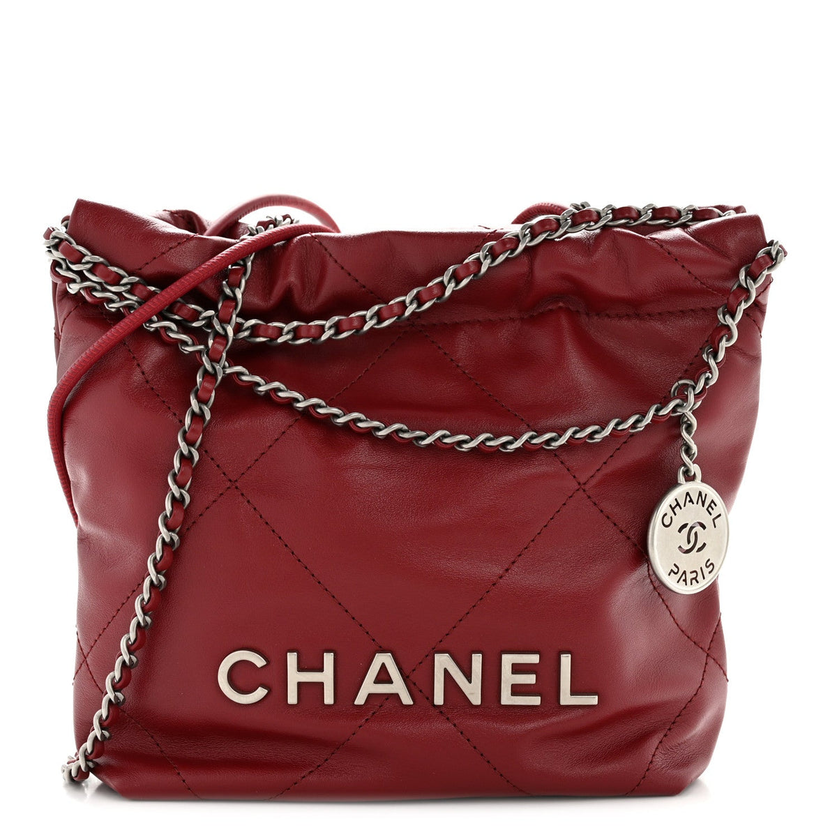 Shiny Calfskin Quilted Mini Chanel 22 Red