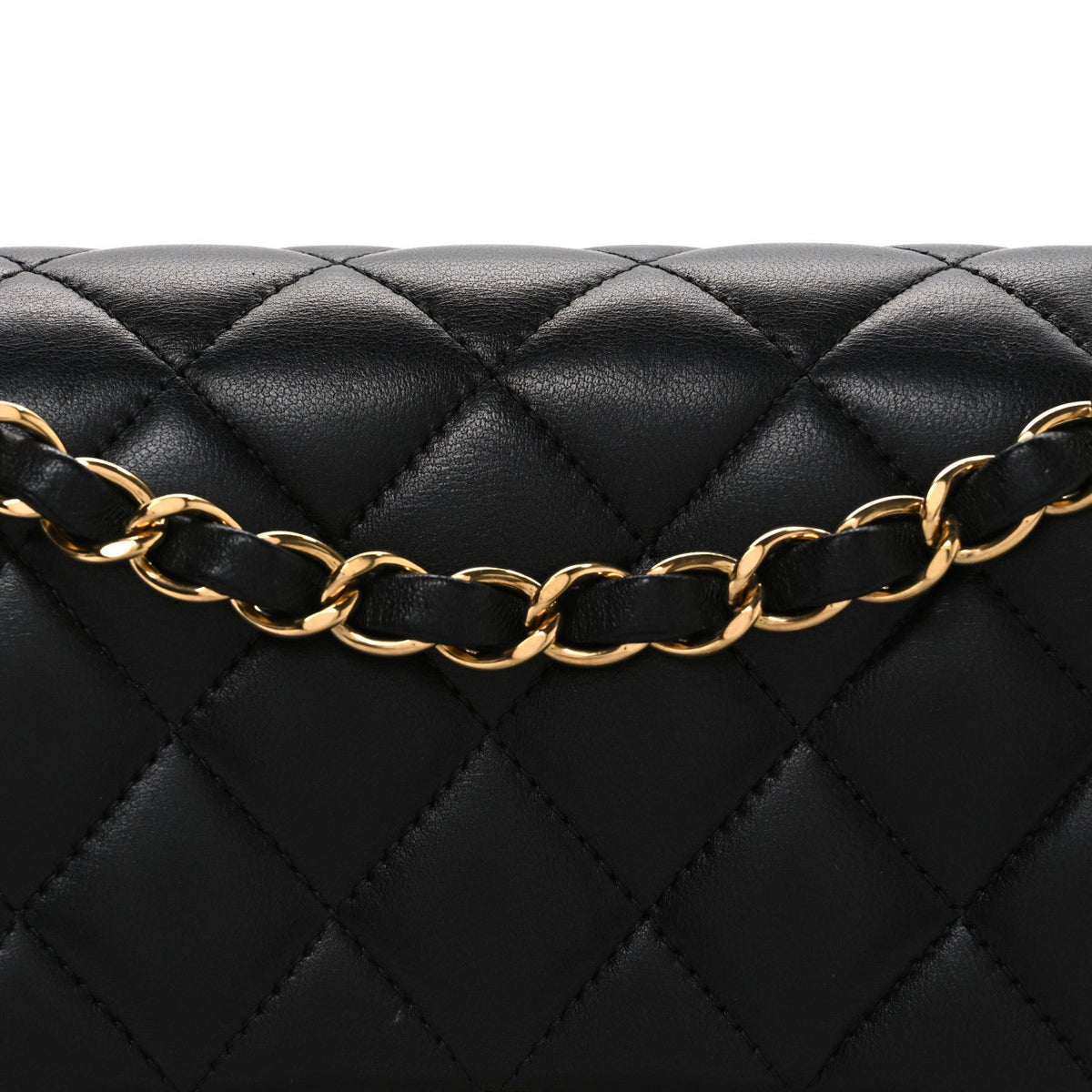 Lambskin Quilted Small Double Flap Black