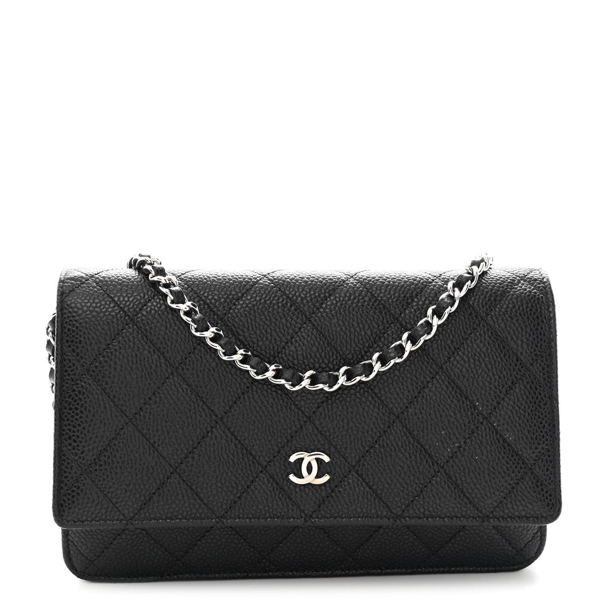 Caviar Quilted Wallet on Chain WOC Black