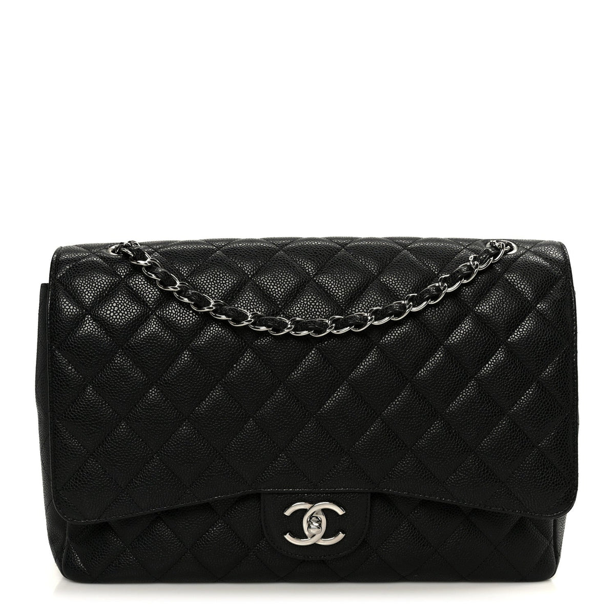 Caviar Quilted Maxi Double Flap Black