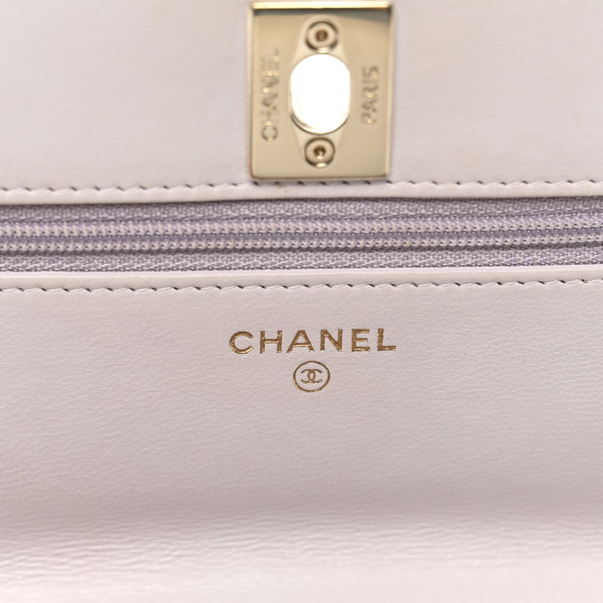 Lambskin Quilted Trendy CC Wallet On Chain WOC Lilac