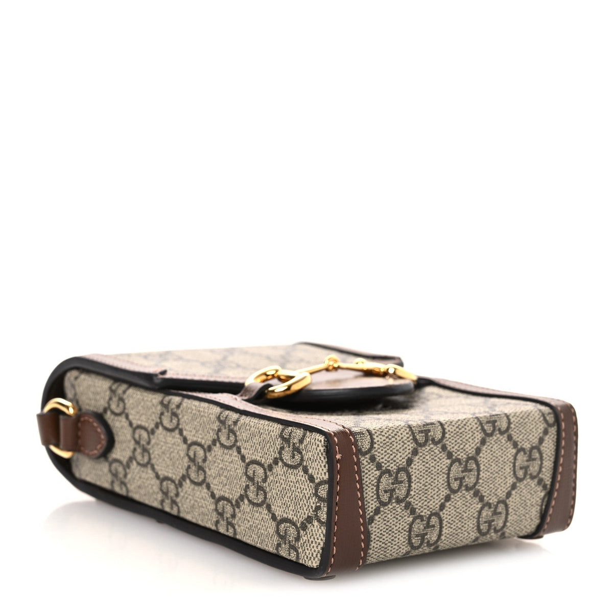 GG Supreme Monogram Mini Horsebit 1955 Crossbody Bag Beige Brown Sugar