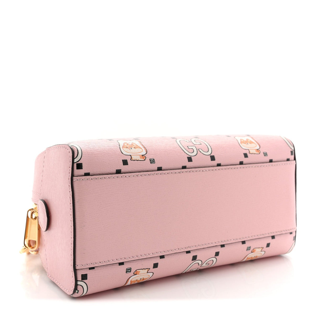 X PIKARAR Textured Dollar Calfskin Animal Print Mini Ophidia Top Handle Bowler Bag Pink Multicolor
