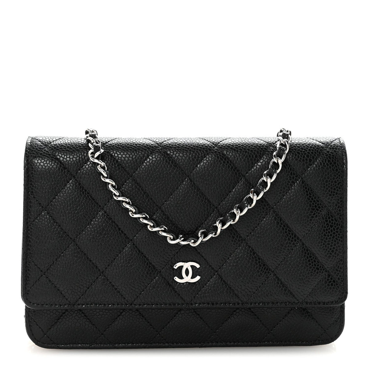 Caviar Quilted Wallet on Chain WOC Black