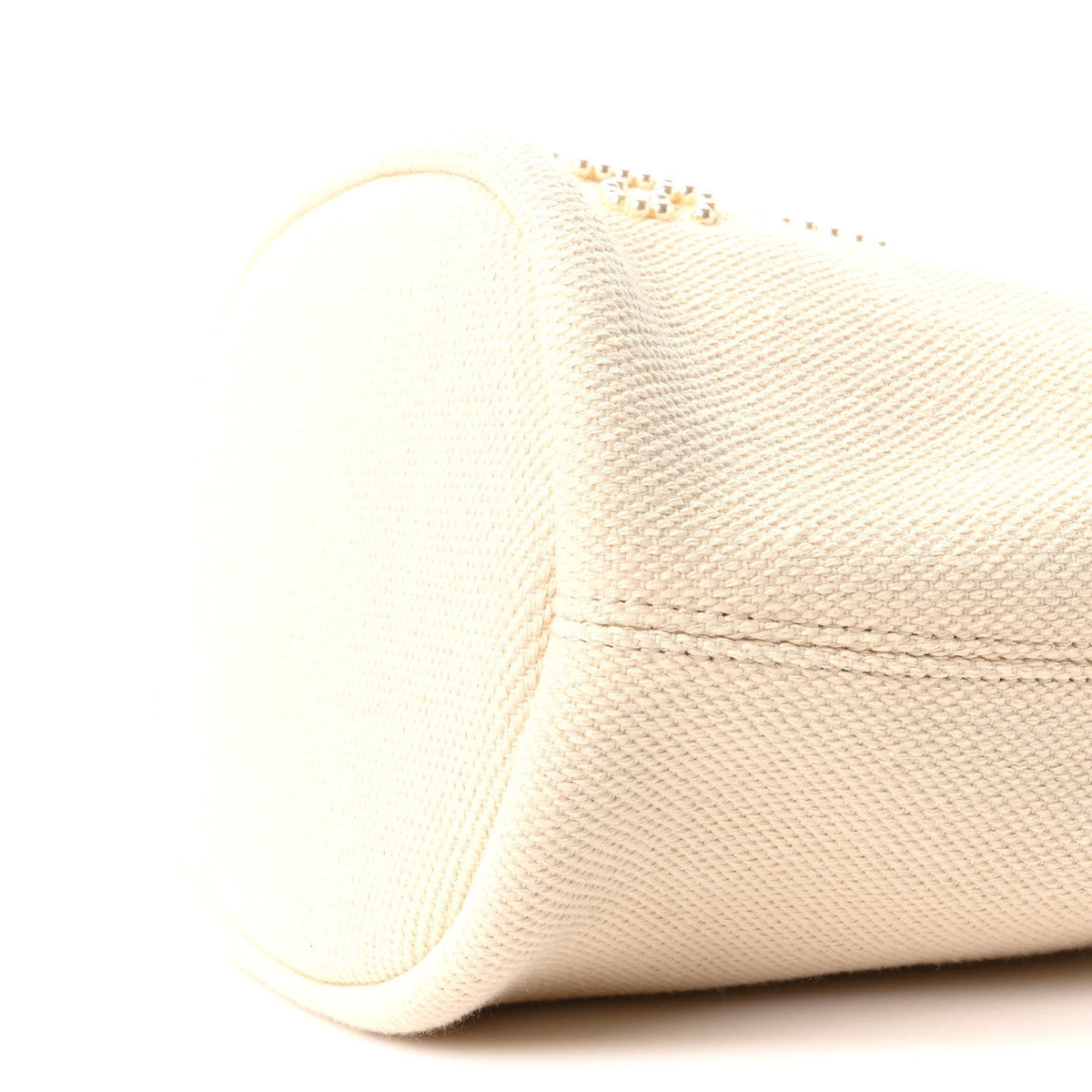 Canvas Pearl Deauville Drawstring Bucket Bag Ecru Beige