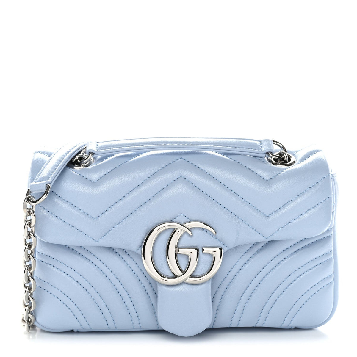 Lambskin Matelasse Small GG Marmont Shoulder Bag Porcelain Light Blue