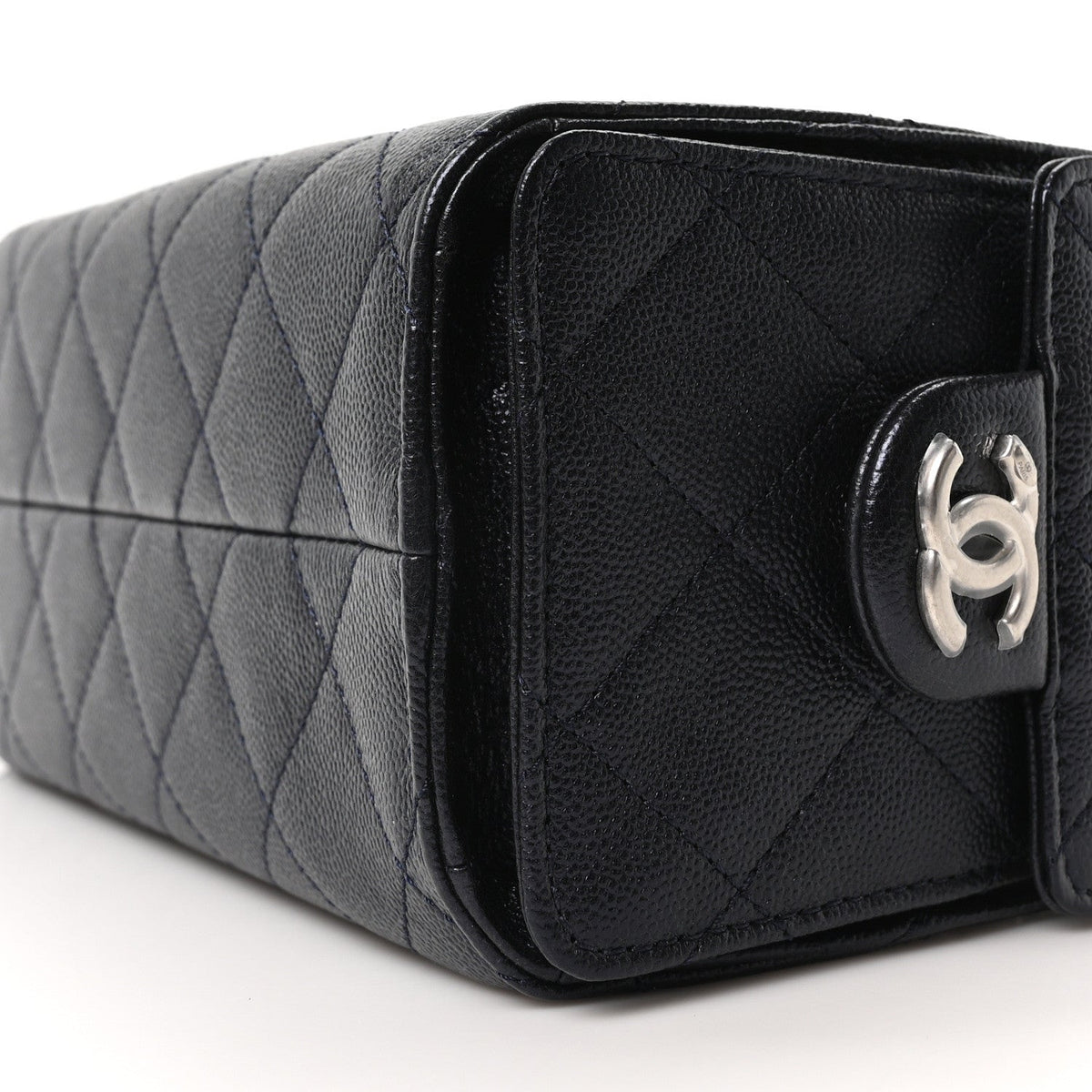 Metallic Caviar Quilted Mini Chanel 25 Handbag Dark Blue