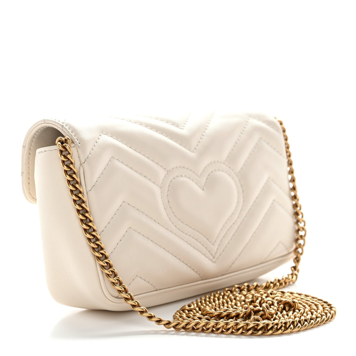 Calfskin Matelasse Super Mini GG Marmont Shoulder Bag White