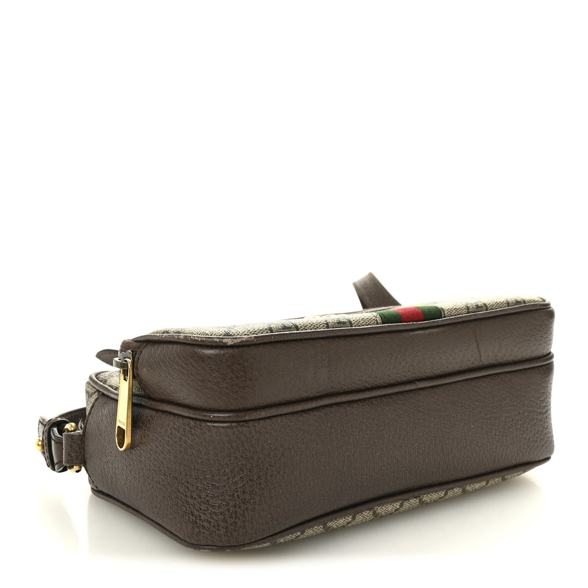 GG Supreme Monogram Textured Dollar Calfskin Web Small Ophidia Convertible Shoulder Bag Beige Ebony New Acero