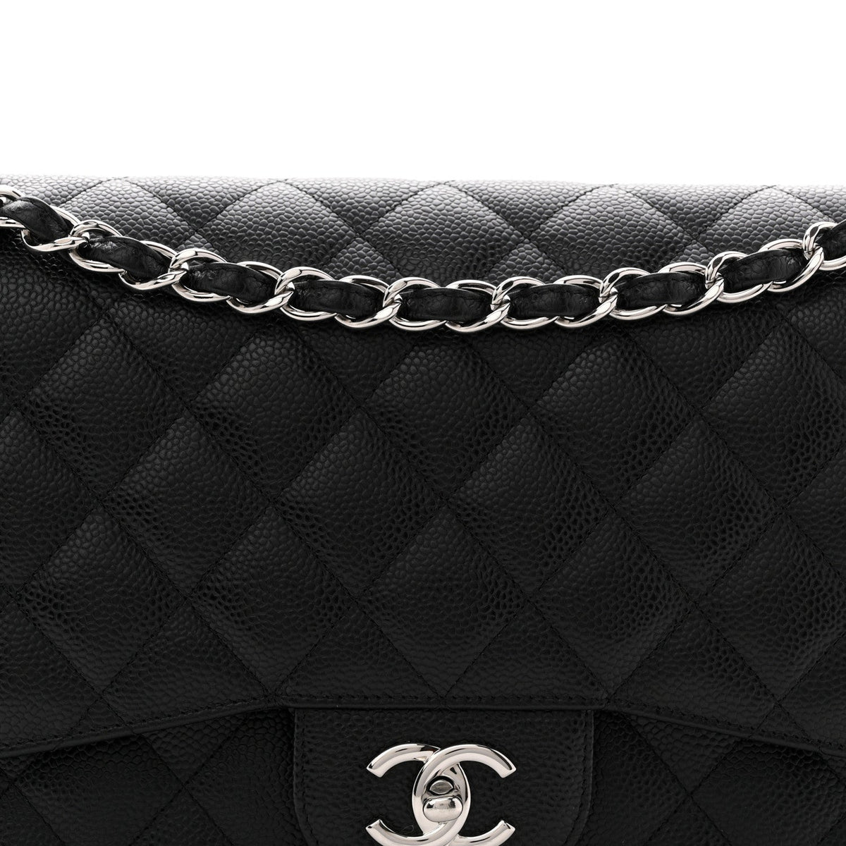 Caviar Quilted Jumbo Double Flap Black