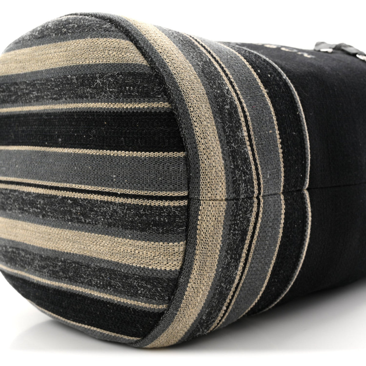 Striped Canvas Deauville Drawstring Backpack Black